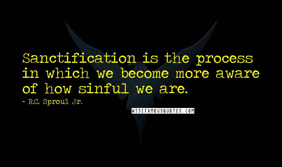 R.C. Sproul Jr. Quotes: Sanctification is the process in which we become more aware of how sinful we are.