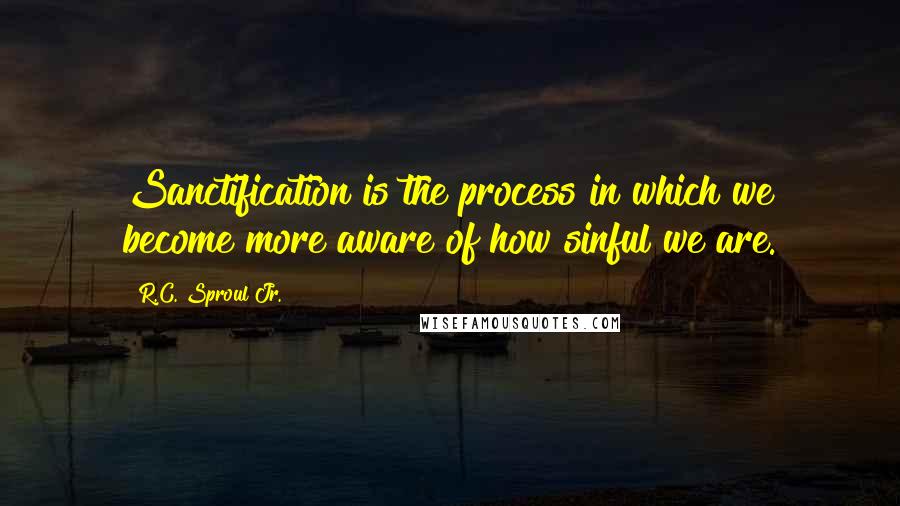 R.C. Sproul Jr. Quotes: Sanctification is the process in which we become more aware of how sinful we are.