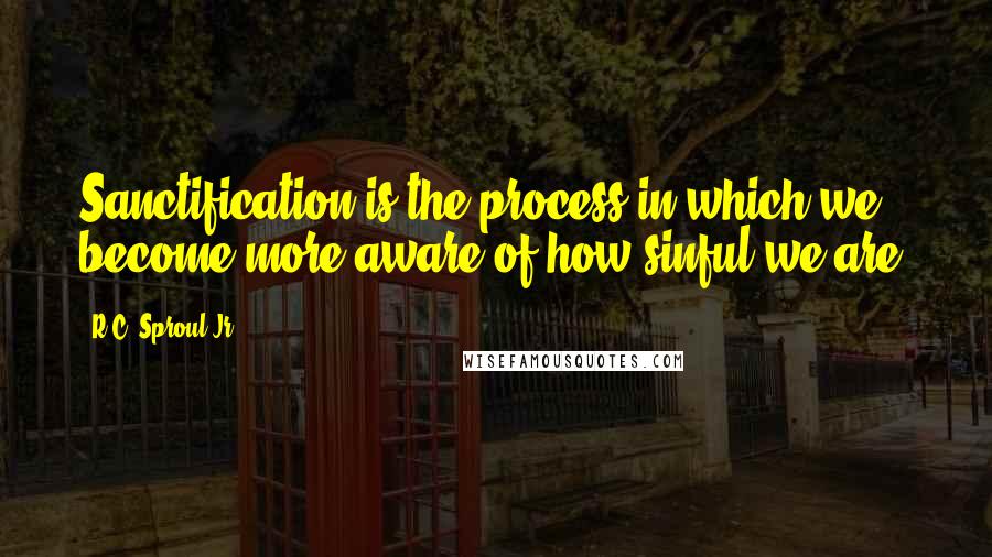 R.C. Sproul Jr. Quotes: Sanctification is the process in which we become more aware of how sinful we are.