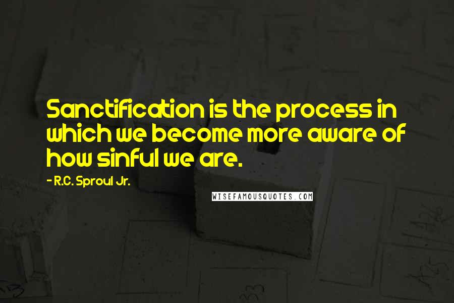 R.C. Sproul Jr. Quotes: Sanctification is the process in which we become more aware of how sinful we are.