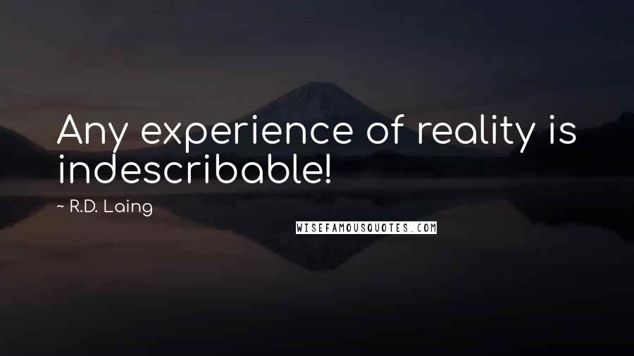 R.D. Laing Quotes: Any experience of reality is indescribable!