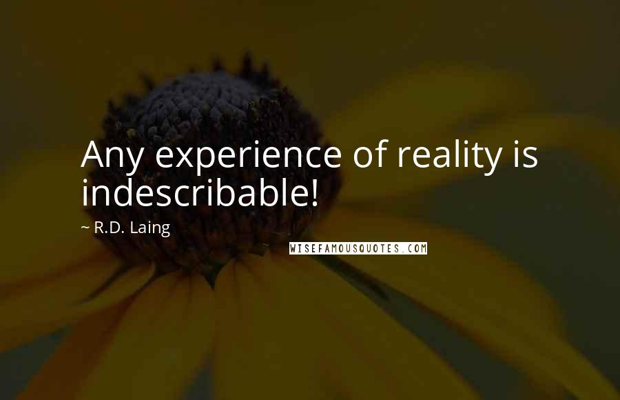 R.D. Laing Quotes: Any experience of reality is indescribable!
