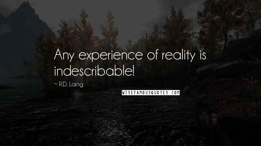 R.D. Laing Quotes: Any experience of reality is indescribable!