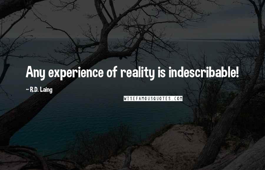 R.D. Laing Quotes: Any experience of reality is indescribable!