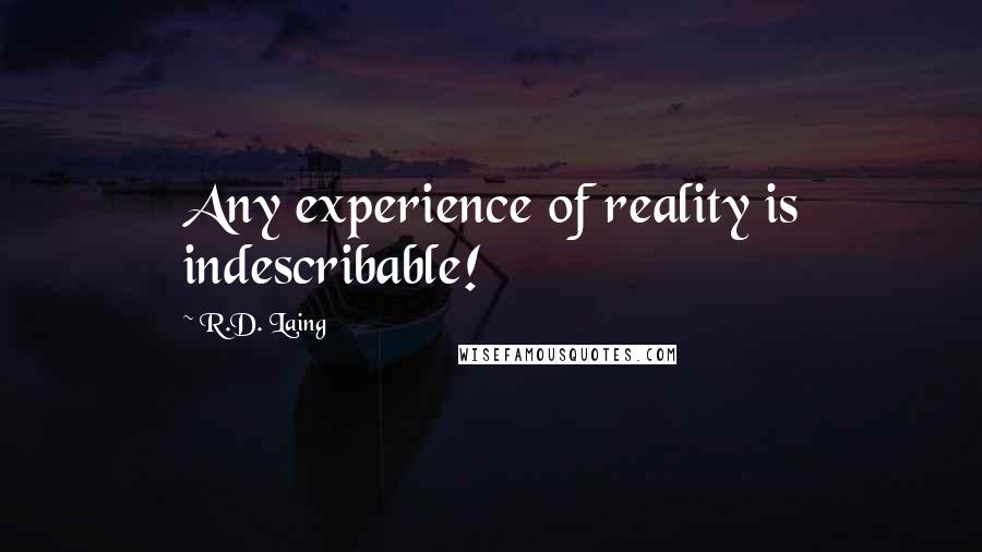 R.D. Laing Quotes: Any experience of reality is indescribable!