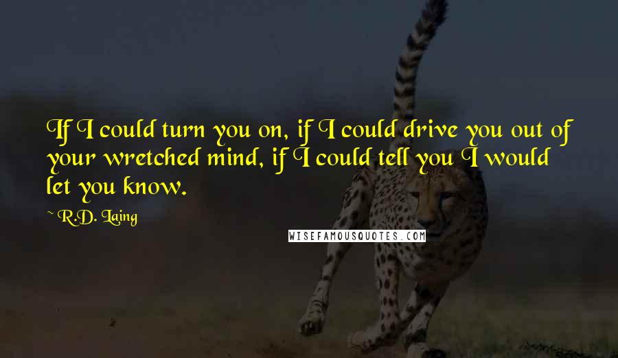 R.D. Laing Quotes: If I could turn you on, if I could drive you out of your wretched mind, if I could tell you I would let you know.