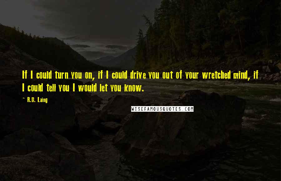 R.D. Laing Quotes: If I could turn you on, if I could drive you out of your wretched mind, if I could tell you I would let you know.