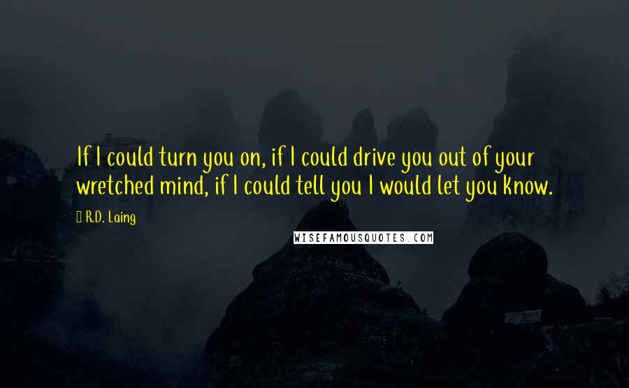 R.D. Laing Quotes: If I could turn you on, if I could drive you out of your wretched mind, if I could tell you I would let you know.