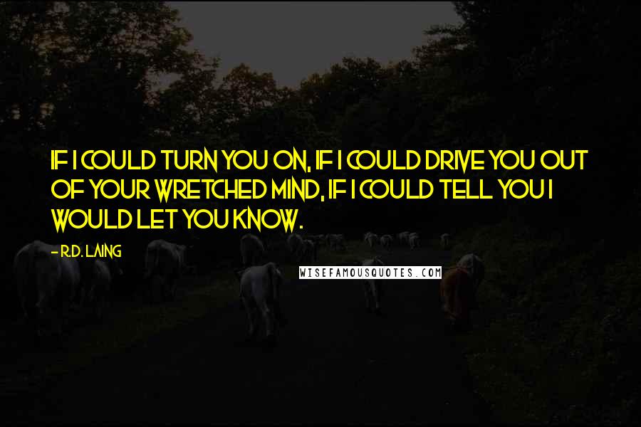 R.D. Laing Quotes: If I could turn you on, if I could drive you out of your wretched mind, if I could tell you I would let you know.