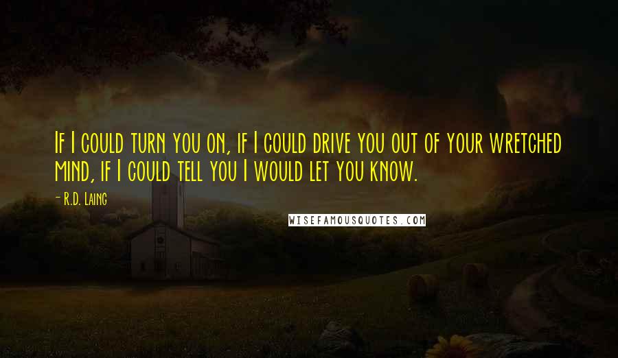 R.D. Laing Quotes: If I could turn you on, if I could drive you out of your wretched mind, if I could tell you I would let you know.