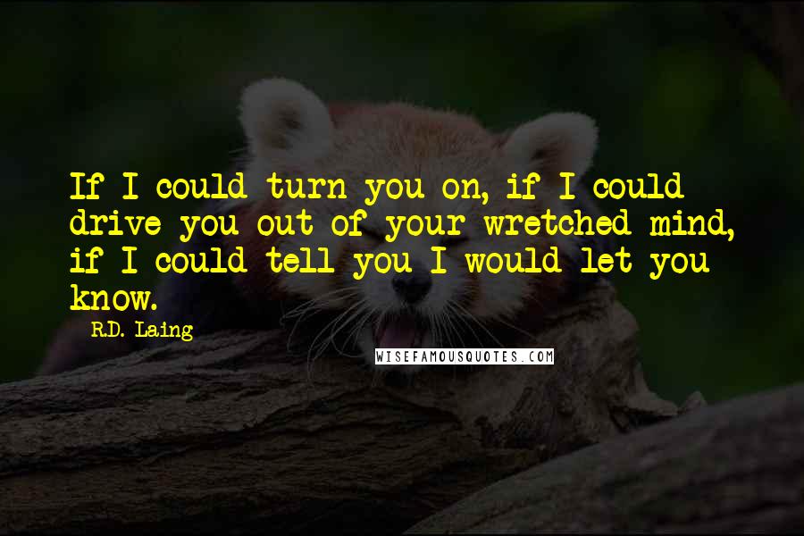 R.D. Laing Quotes: If I could turn you on, if I could drive you out of your wretched mind, if I could tell you I would let you know.