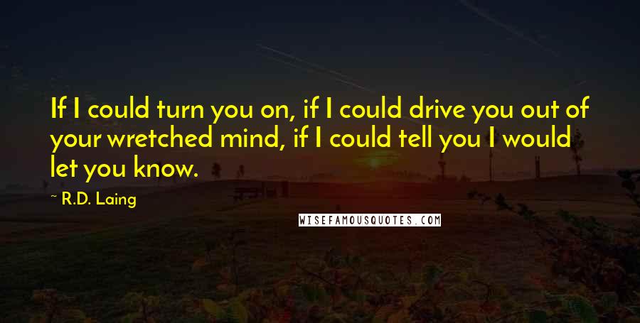 R.D. Laing Quotes: If I could turn you on, if I could drive you out of your wretched mind, if I could tell you I would let you know.