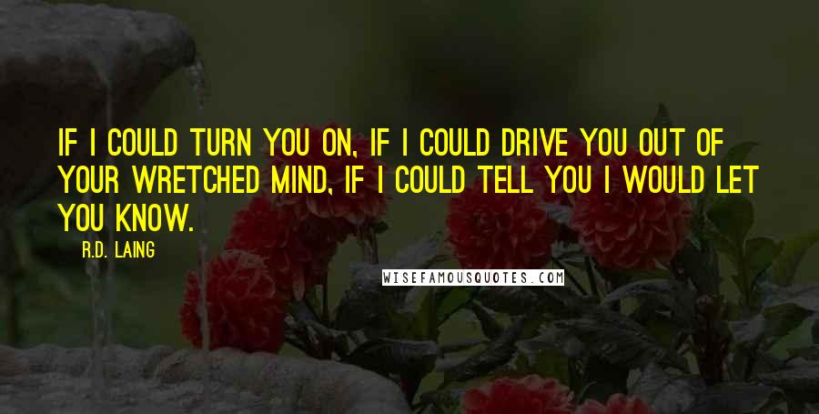 R.D. Laing Quotes: If I could turn you on, if I could drive you out of your wretched mind, if I could tell you I would let you know.