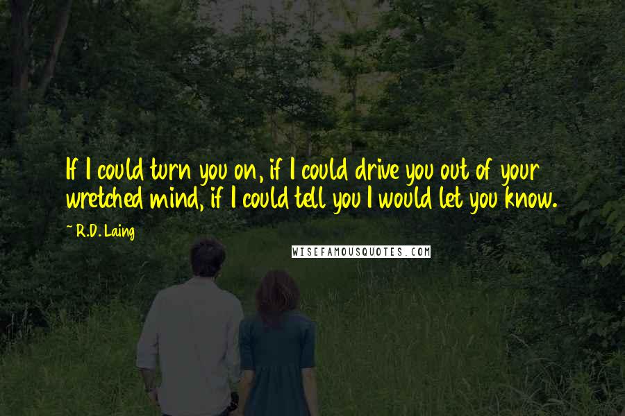 R.D. Laing Quotes: If I could turn you on, if I could drive you out of your wretched mind, if I could tell you I would let you know.