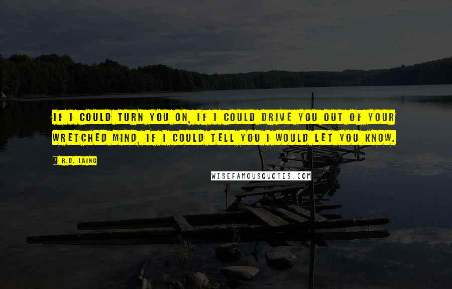 R.D. Laing Quotes: If I could turn you on, if I could drive you out of your wretched mind, if I could tell you I would let you know.