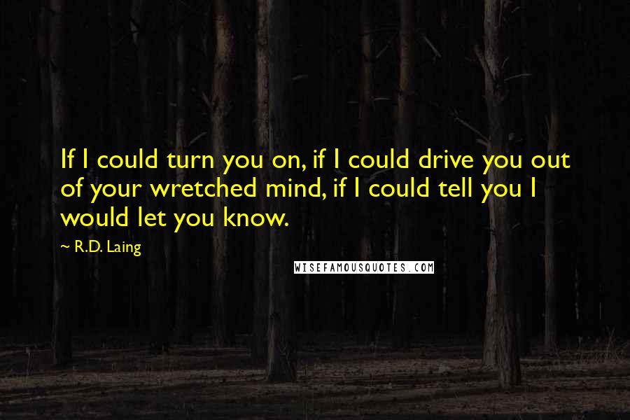 R.D. Laing Quotes: If I could turn you on, if I could drive you out of your wretched mind, if I could tell you I would let you know.