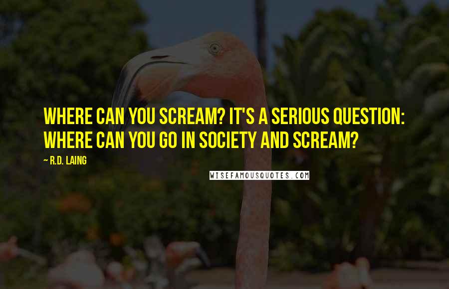 R.D. Laing Quotes: Where can you scream? It's a serious question: where can you go in society and scream?