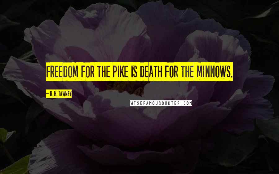 R. H. Tawney Quotes: Freedom for the pike is death for the minnows.
