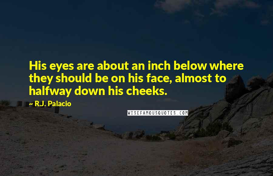R.J. Palacio Quotes: His eyes are about an inch below where they should be on his face, almost to halfway down his cheeks.