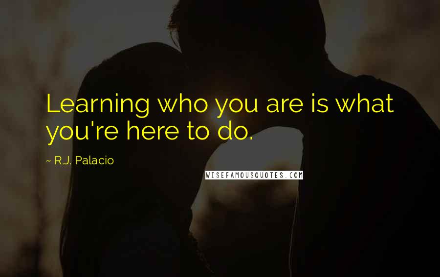 R.J. Palacio Quotes: Learning who you are is what you're here to do.