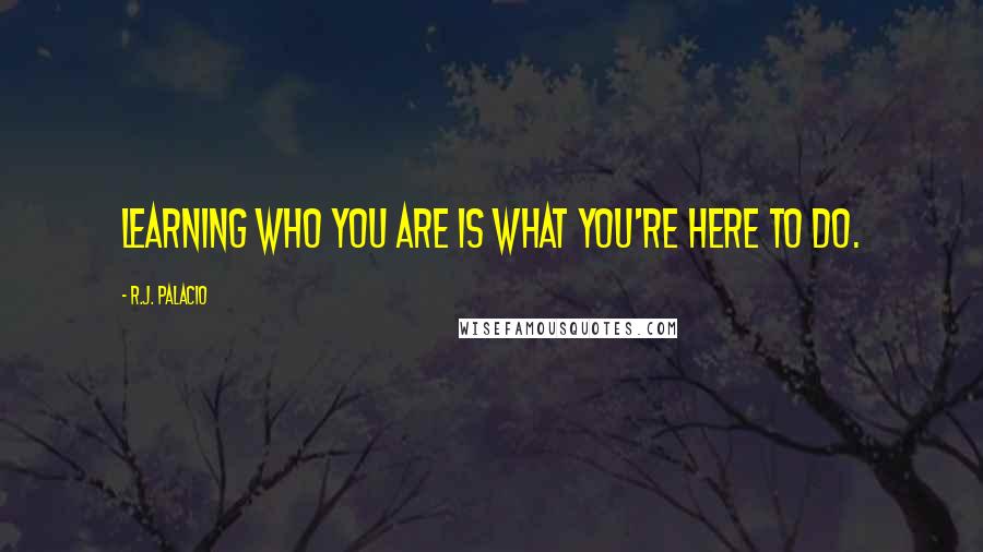 R.J. Palacio Quotes: Learning who you are is what you're here to do.