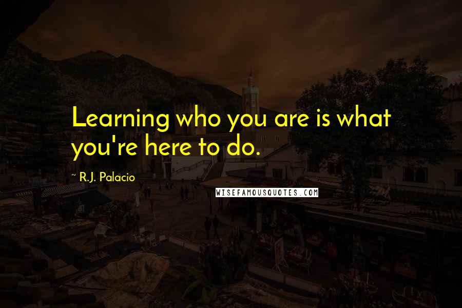 R.J. Palacio Quotes: Learning who you are is what you're here to do.