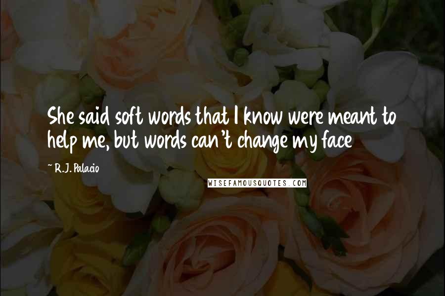 R.J. Palacio Quotes: She said soft words that I know were meant to help me, but words can't change my face