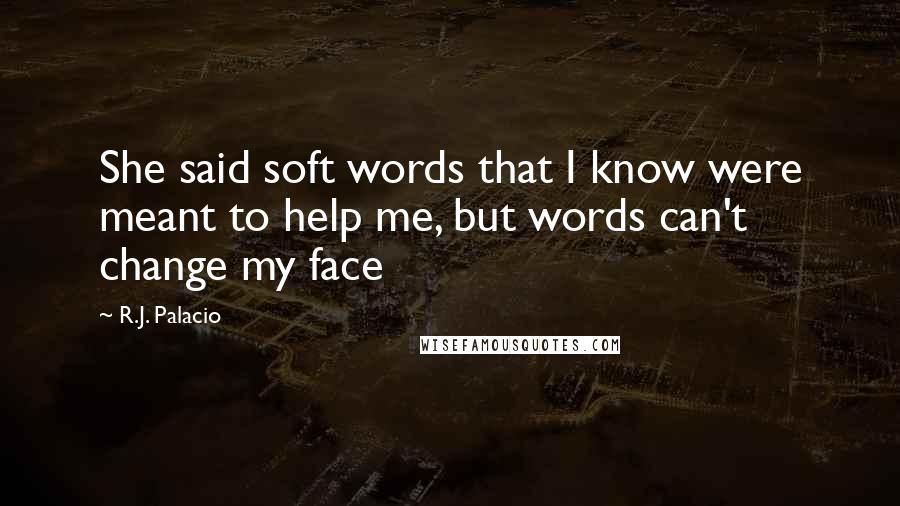 R.J. Palacio Quotes: She said soft words that I know were meant to help me, but words can't change my face