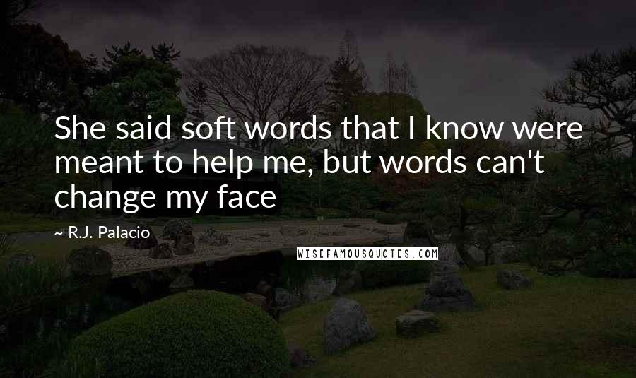 R.J. Palacio Quotes: She said soft words that I know were meant to help me, but words can't change my face