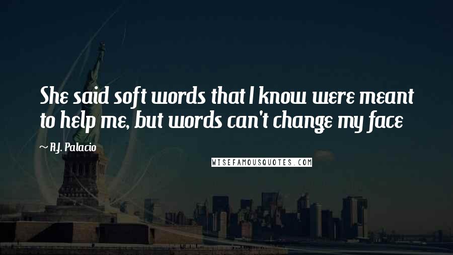 R.J. Palacio Quotes: She said soft words that I know were meant to help me, but words can't change my face