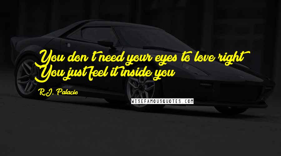 R.J. Palacio Quotes: You don't need your eyes to love right? You just feel it inside you