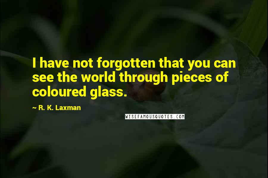 R. K. Laxman Quotes: I have not forgotten that you can see the world through pieces of coloured glass.