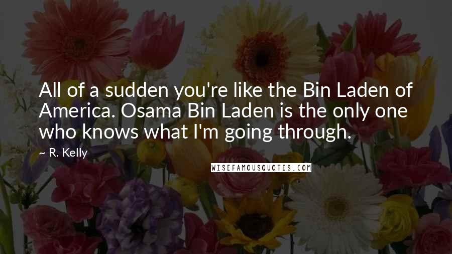 R. Kelly Quotes: All of a sudden you're like the Bin Laden of America. Osama Bin Laden is the only one who knows what I'm going through.