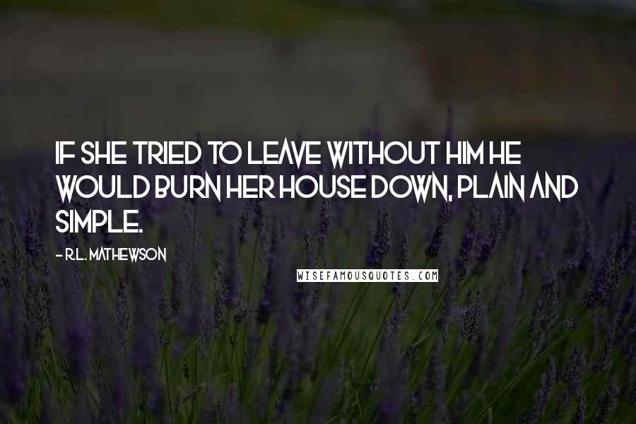 R.L. Mathewson Quotes: If she tried to leave without him he would burn her house down, plain and simple.