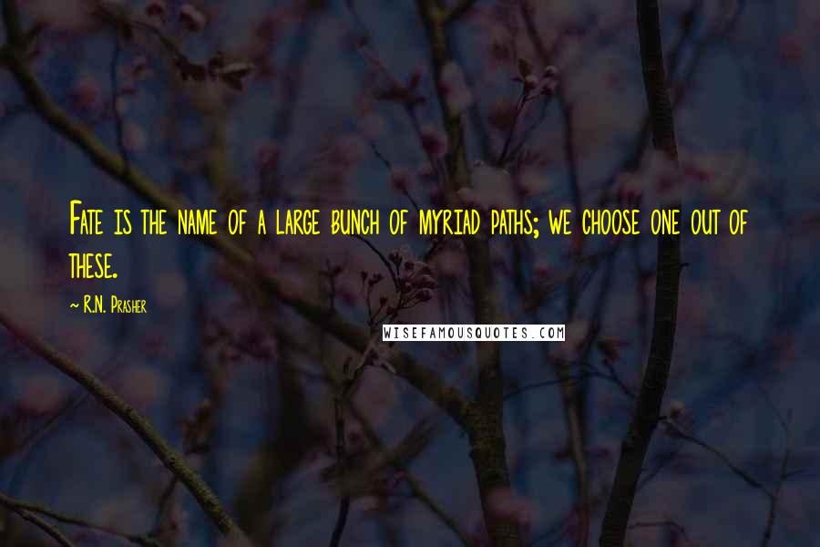 R.N. Prasher Quotes: Fate is the name of a large bunch of myriad paths; we choose one out of these.