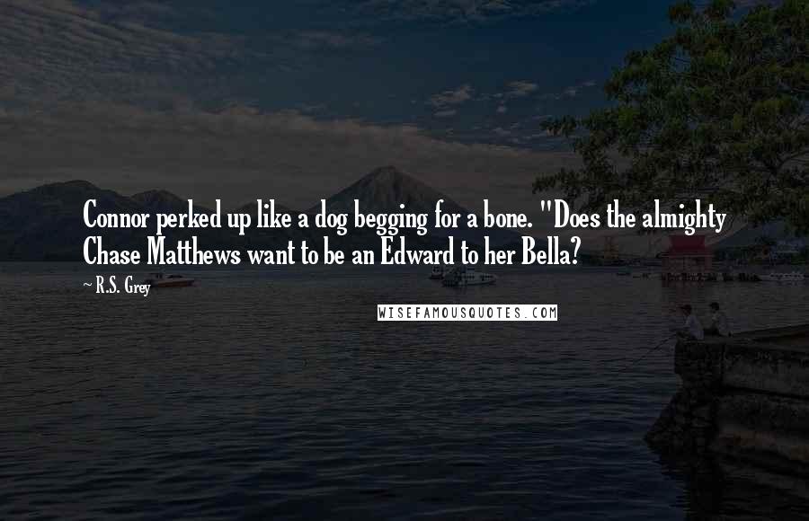 R.S. Grey Quotes: Connor perked up like a dog begging for a bone. "Does the almighty Chase Matthews want to be an Edward to her Bella?