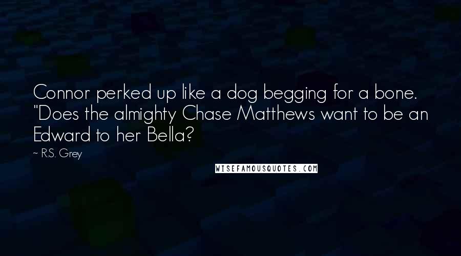 R.S. Grey Quotes: Connor perked up like a dog begging for a bone. "Does the almighty Chase Matthews want to be an Edward to her Bella?