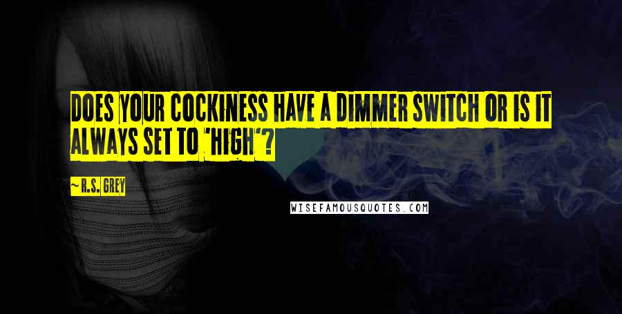 R.S. Grey Quotes: Does your cockiness have a dimmer switch or is it always set to 'high'?
