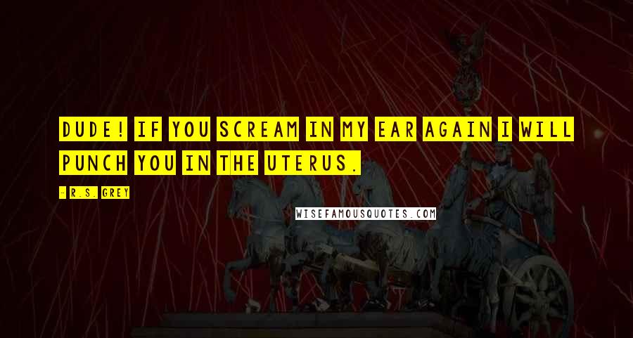 R.S. Grey Quotes: Dude! If you scream in my ear again I will punch you in the uterus.