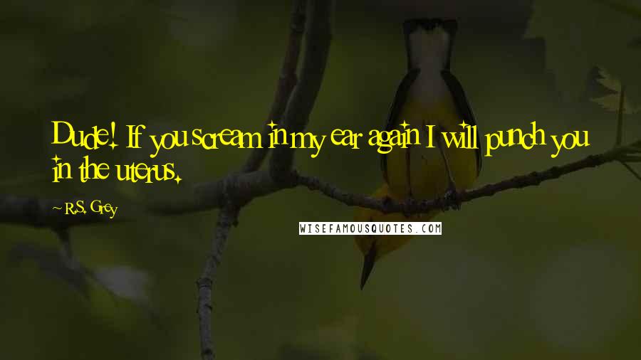 R.S. Grey Quotes: Dude! If you scream in my ear again I will punch you in the uterus.