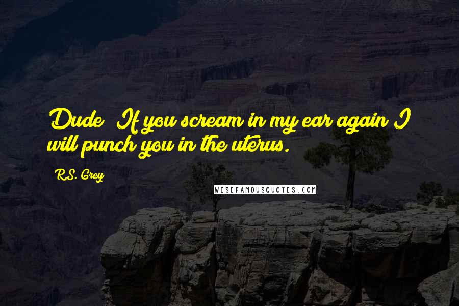 R.S. Grey Quotes: Dude! If you scream in my ear again I will punch you in the uterus.