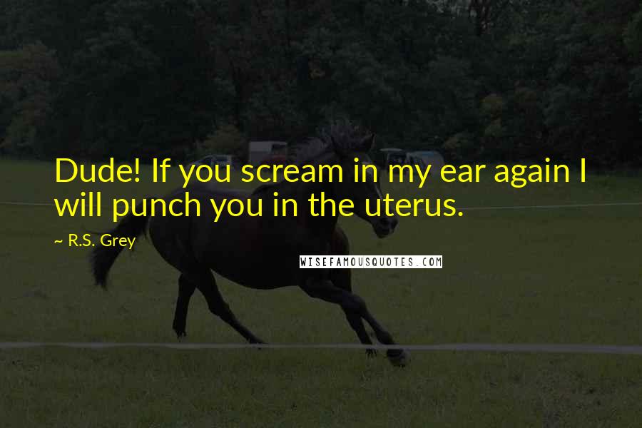 R.S. Grey Quotes: Dude! If you scream in my ear again I will punch you in the uterus.