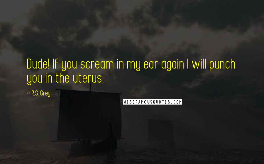 R.S. Grey Quotes: Dude! If you scream in my ear again I will punch you in the uterus.