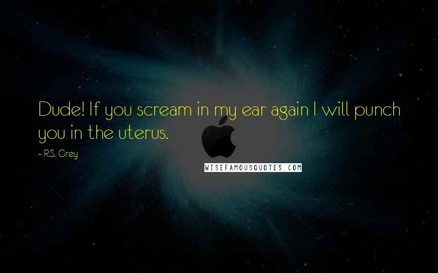 R.S. Grey Quotes: Dude! If you scream in my ear again I will punch you in the uterus.