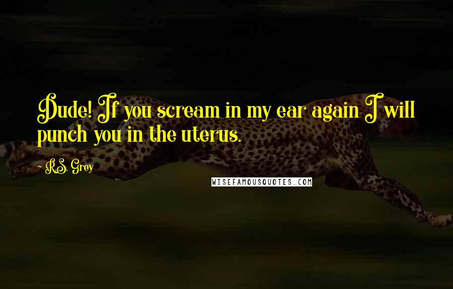 R.S. Grey Quotes: Dude! If you scream in my ear again I will punch you in the uterus.