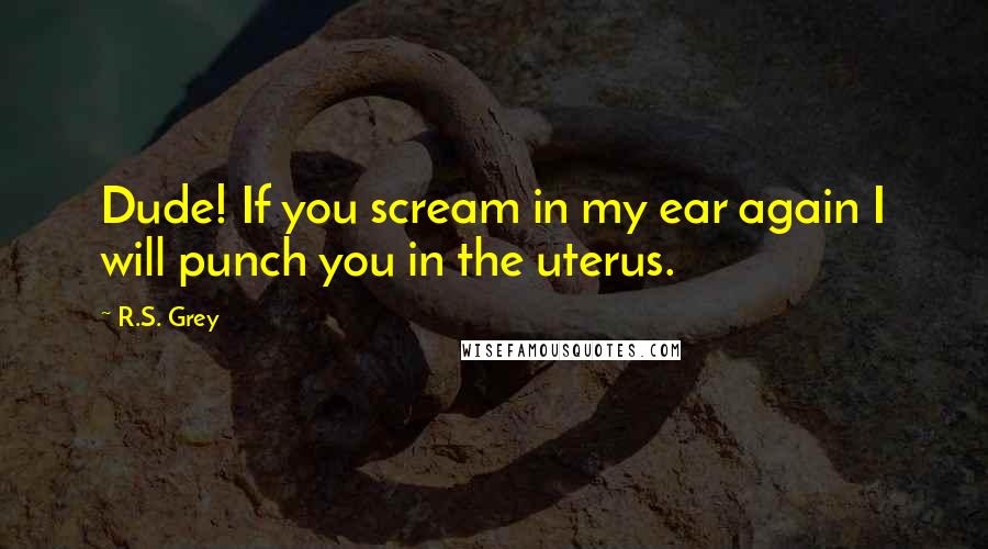 R.S. Grey Quotes: Dude! If you scream in my ear again I will punch you in the uterus.