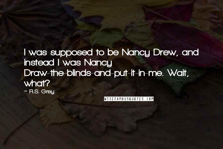 R.S. Grey Quotes: I was supposed to be Nancy Drew, and instead I was Nancy Draw-the-blinds-and-put-it-in-me. Wait, what?