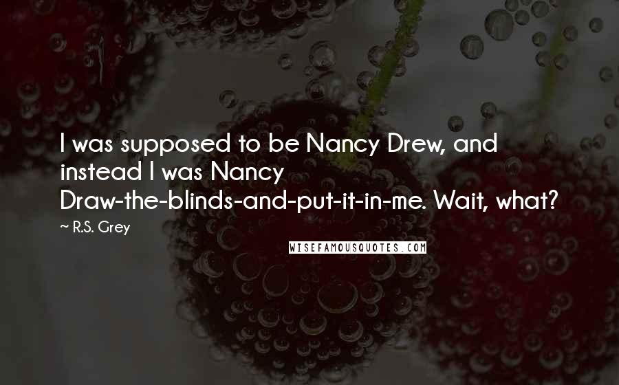 R.S. Grey Quotes: I was supposed to be Nancy Drew, and instead I was Nancy Draw-the-blinds-and-put-it-in-me. Wait, what?