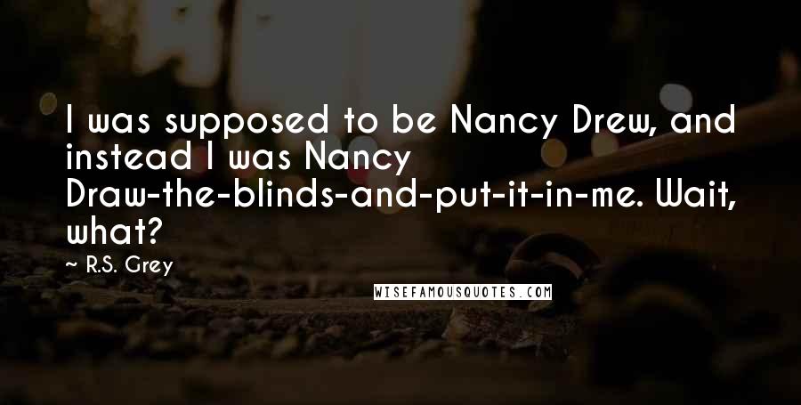 R.S. Grey Quotes: I was supposed to be Nancy Drew, and instead I was Nancy Draw-the-blinds-and-put-it-in-me. Wait, what?