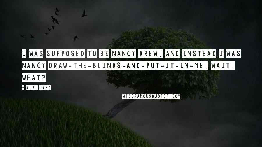 R.S. Grey Quotes: I was supposed to be Nancy Drew, and instead I was Nancy Draw-the-blinds-and-put-it-in-me. Wait, what?